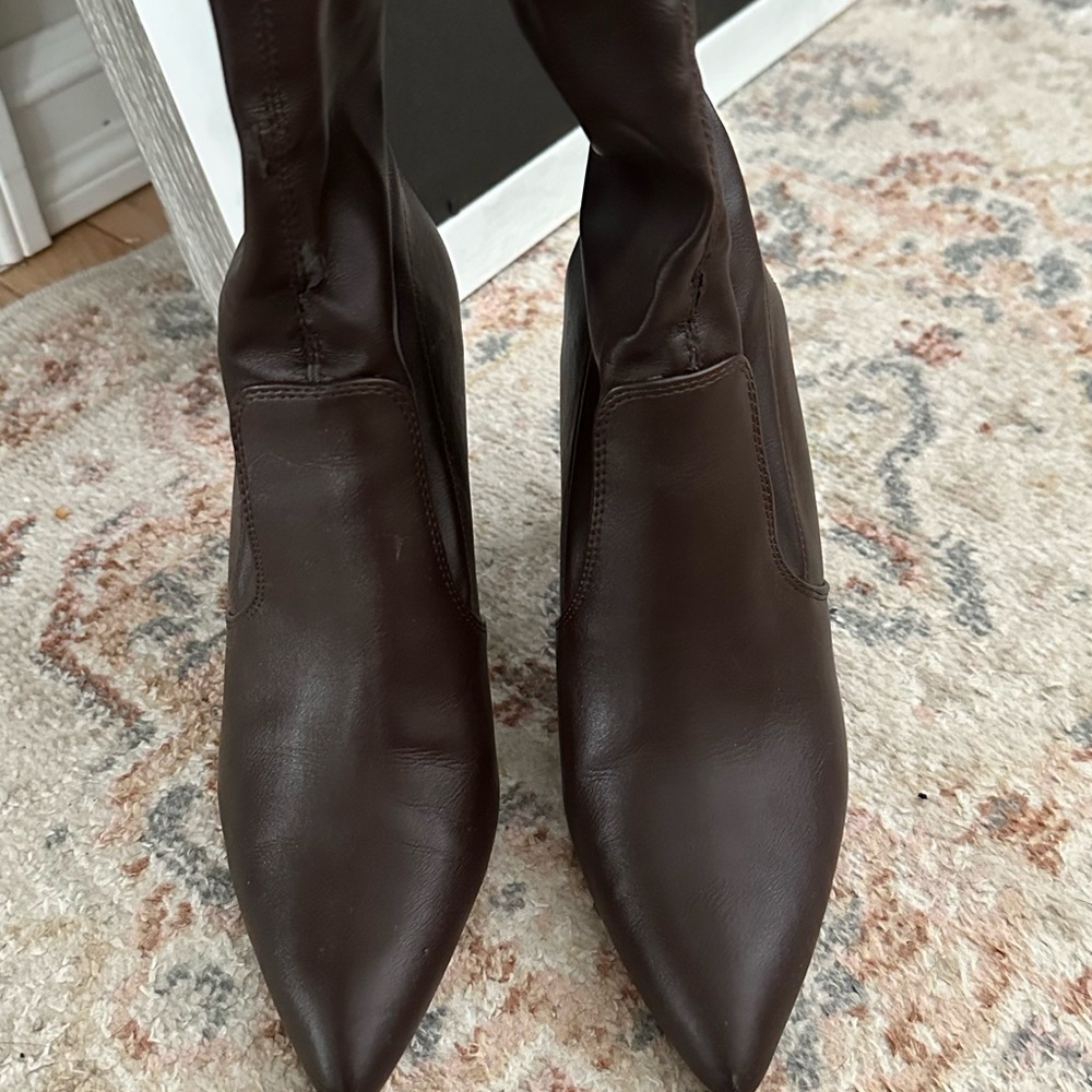 Chic Brown Leather Heeled Boots